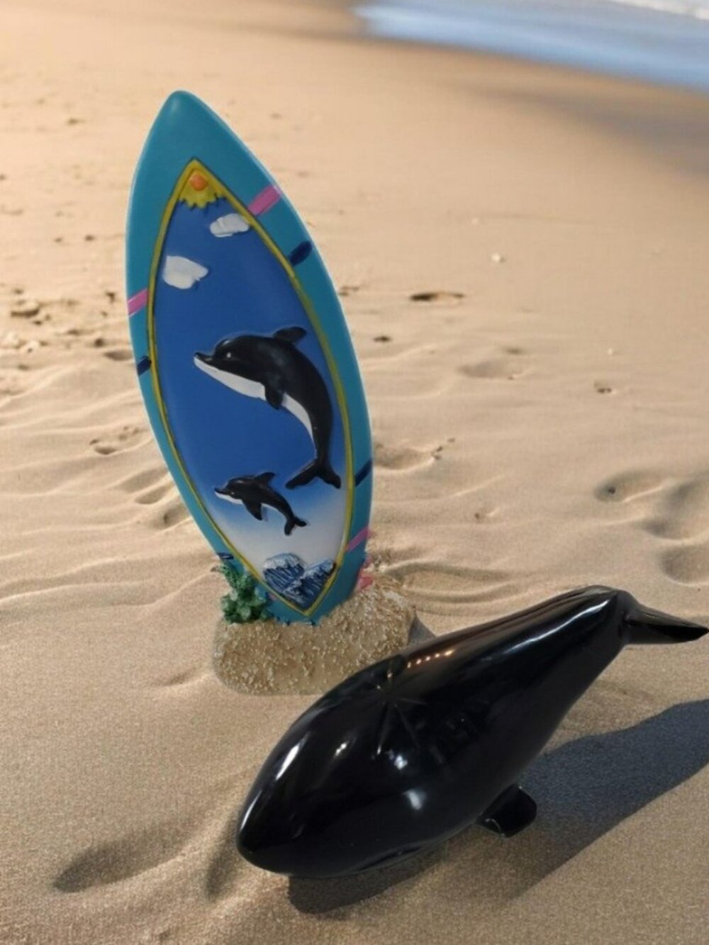 2 Whale Figurines Bundle  Surfboard
